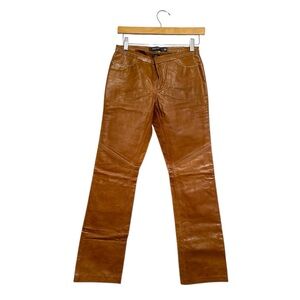 GAP Vintage Boot Cut Leather Pants 90s Real Leather Womens Size 4 Western